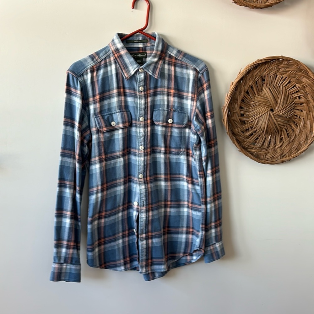 Eddie Bauer soft flannel button down blue men's small